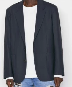 Frame-denim Unstructured Wool Blazer -- Dark Navy Men