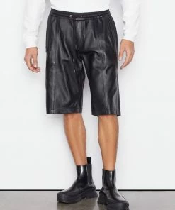 Frame-denim Men Bonded Leather Short -- Noir