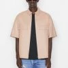 Frame-denim Modern Leather Short Sleeve Zip Shirt -- Brick Men
