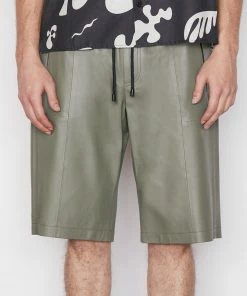 Cheap ๐ Frame-denim Bonded Leather Short -- Grey Green ๐ 12 Frame-denim Bonded Leather Short -- Grey Green