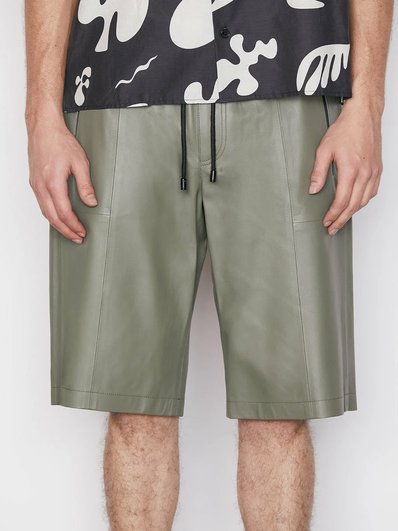 Cheap ๐ Frame-denim Bonded Leather Short -- Grey Green ๐ 5 Frame-denim Bonded Leather Short -- Grey Green