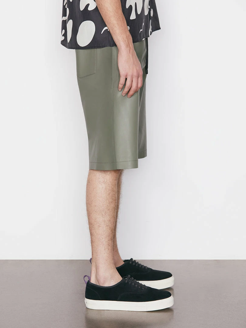 Cheap ๐ Frame-denim Bonded Leather Short -- Grey Green ๐ 3 Frame-denim Bonded Leather Short -- Grey Green