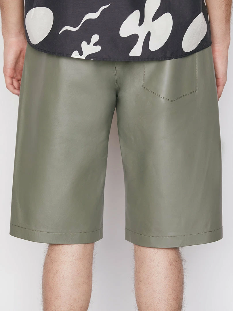 Cheap ๐ Frame-denim Bonded Leather Short -- Grey Green ๐ 7 Frame-denim Bonded Leather Short -- Grey Green