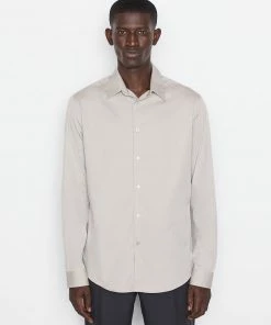 Frame-denim Men Stretch Poplin Shirt -- Canvas Beige