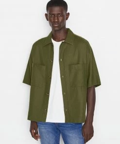 Frame-denim Short Sleeve Woven Shirt -- Rifle Green