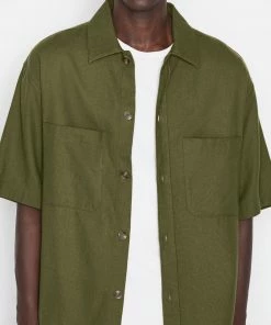 Frame-denim Short Sleeve Woven Shirt -- Rifle Green