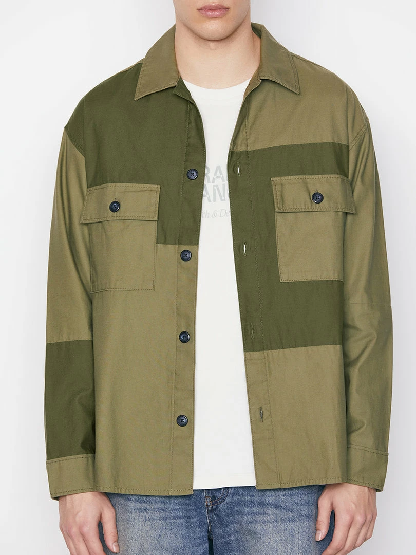 Best Sale ๐ Frame-denim Tonal Patchwork ๐ Shirt -- Rifle Green Men โ 3 Frame-denim Tonal Patchwork Shirt -- Rifle Green Men