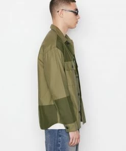 Best Sale ๐ Frame-denim Tonal Patchwork ๐ Shirt -- Rifle Green Men โ 10 Frame-denim Tonal Patchwork Shirt -- Rifle Green Men