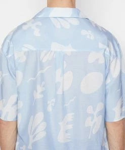 Frame-denim Men Short Sleeve Summer Shirt -- Powder Blue Print