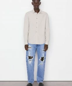 Frame-denim Classic Poplin Shirt -- Grey Green Men