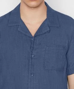 Frame-denim Men Short Sleeve Camp Collar Shirt -- Navy