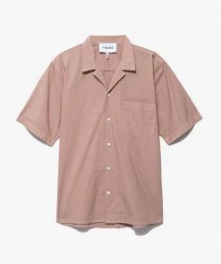 Frame-denim Short Sleeve Camp Collar Shirt -- Powder Brick
