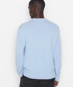 Outlet π― Frame-denim The Cashmere Crewneck Sweater -- Powder Blue Men π 9 Frame-denim The Cashmere Crewneck Sweater -- Powder Blue Men