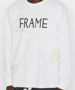 Frame-denim Men Abstract Print Long Sleeve Tee -- Blanc