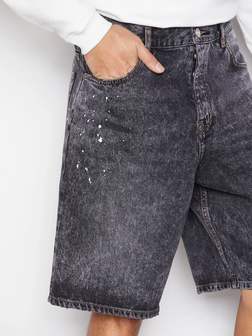 Buy 👍 Frame-denim Men Baggy Fit Short -- Noir Paint 🤩 3 Frame-denim Men Baggy Fit Short -- Noir Paint