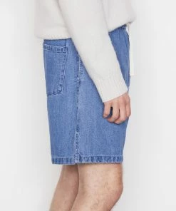 Frame-denim Men Silk Denim Short -- Blue Jean