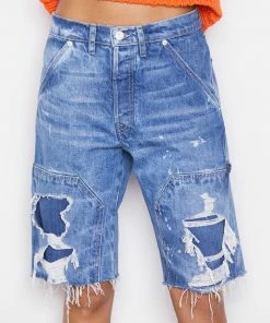 Best deal 🤩 Frame-denim Le Slouch Utility Bermuda -- Waterfalls ❤️ 6 Frame-denim Le Slouch Utility Bermuda -- Waterfalls