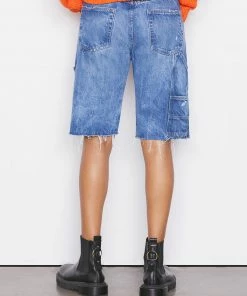 Best deal 🤩 Frame-denim Le Slouch Utility Bermuda -- Waterfalls ❤️ 7 Frame-denim Le Slouch Utility Bermuda -- Waterfalls