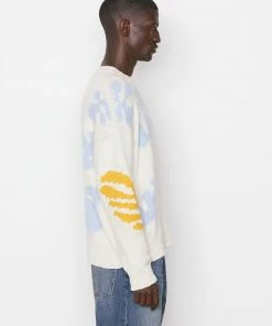 Frame-denim Women Abstract Intarsia Sweater -- Bone Multi