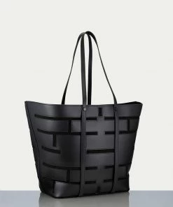 Frame-denim Women Plaque Cut Out Tote -- Noir