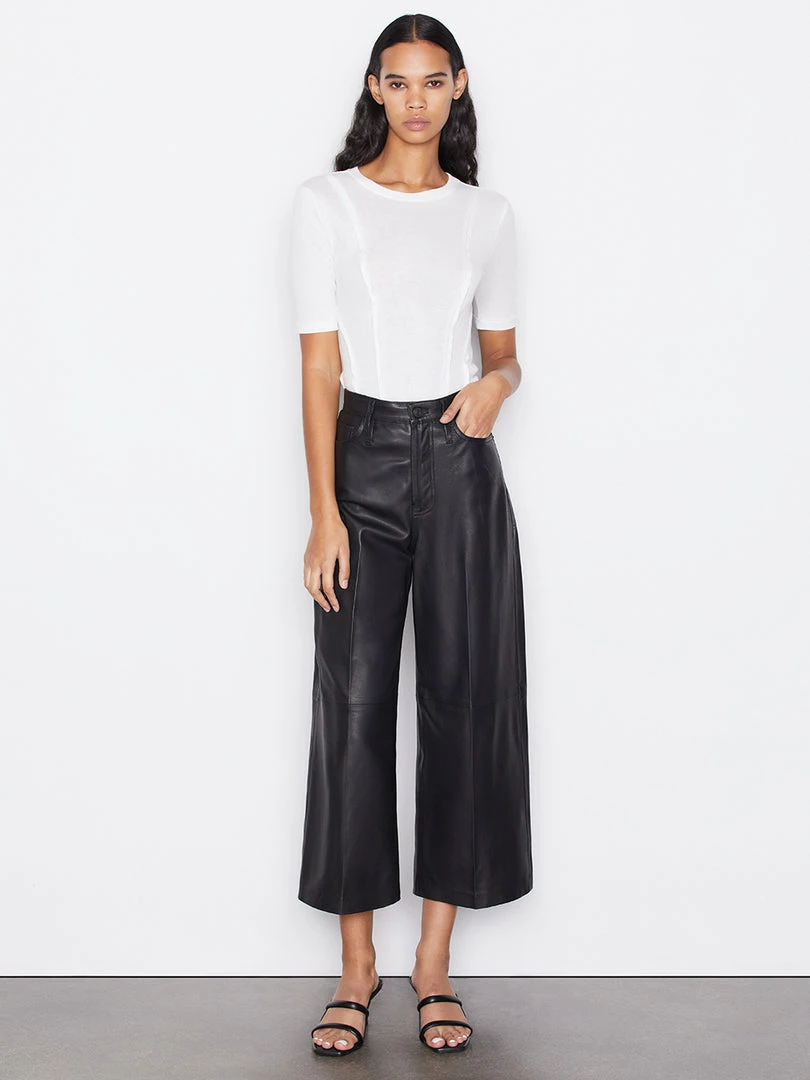 Coupon ๐ฅฐ Frame-denim Leather High Rise Wide Crop -- Noir ๐ 2 Frame-denim Leather High Rise Wide Crop -- Noir