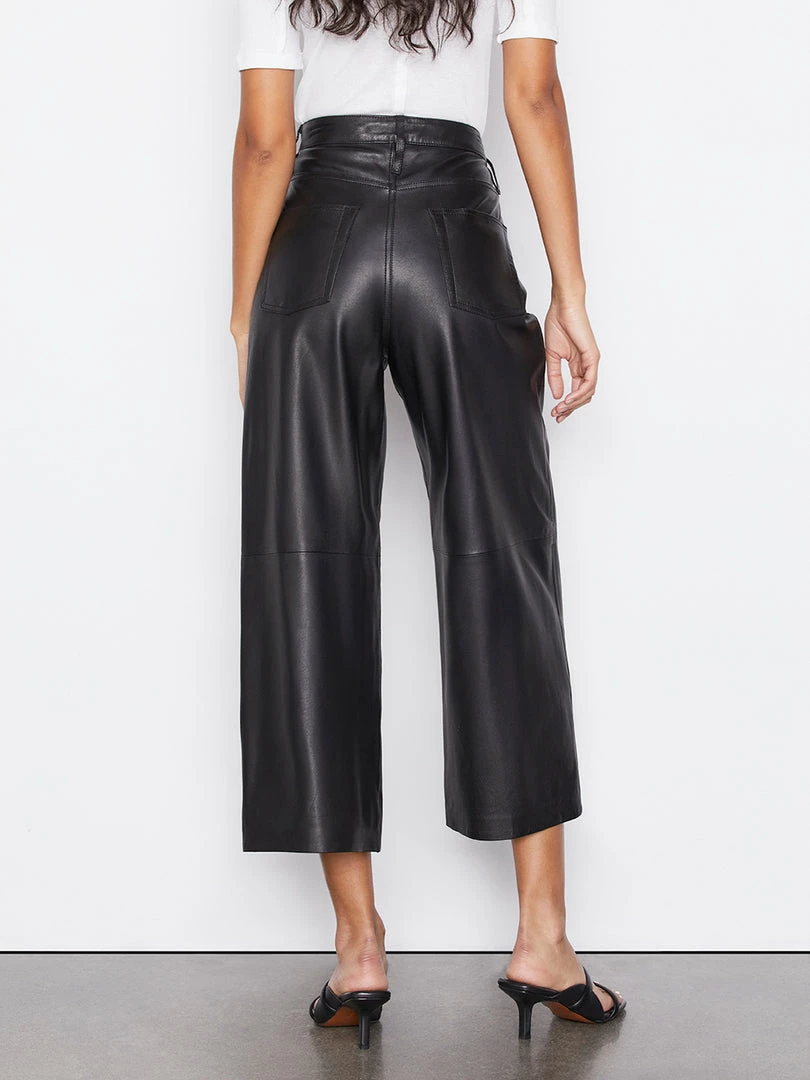 Coupon ๐ฅฐ Frame-denim Leather High Rise Wide Crop -- Noir ๐ 5 Frame-denim Leather High Rise Wide Crop -- Noir