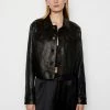 Frame-denim Leather Trucker Jacket -- Noir Women