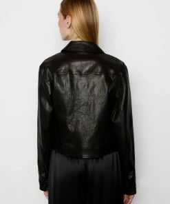 Budget π Frame-denim Leather Trucker Jacket -- Noir π© Women π 7 Frame-denim Leather Trucker Jacket -- Noir Women