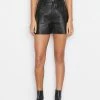 Frame-denim Women High Rise Leather Short -- Noir