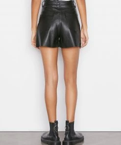 Frame-denim Women High Rise Leather Short -- Noir