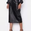 Frame-denim Leather Midi Skirt -- Noir
