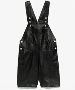 Frame-denim Leather Shortall -- Noir
