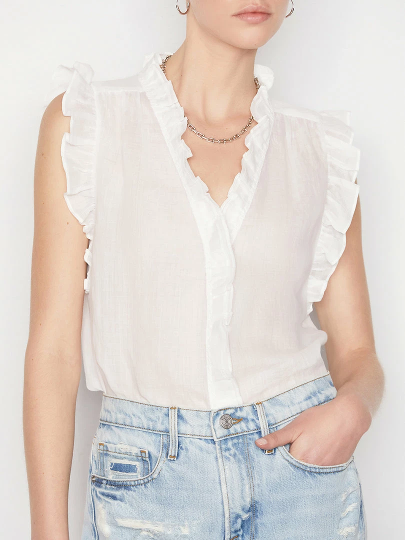 Flash Sale 😍 Frame-denim 👩 Women Lauren Top -- Blanc 😀 3 Frame-denim Women Lauren Top -- Blanc