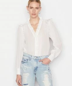 Frame-denim Lauren Long Sleeve Top -- Blanc Women