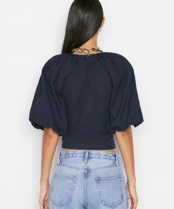 Frame-denim Women Gathered Seam Top -- Navy