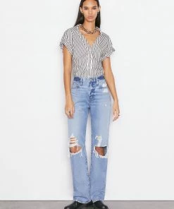 Frame-denim Rolled Sleeve Top -- Noir Multi Women