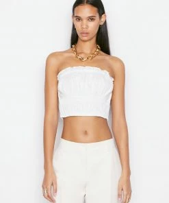 Frame-denim Women Smocked Strapless Blouse -- Blanc