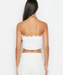 Coupon ๐ฅ Frame-denim ๐ฉ Women Smocked Strapless Blouse -- Blanc โญ 7 Frame-denim Women Smocked Strapless Blouse -- Blanc