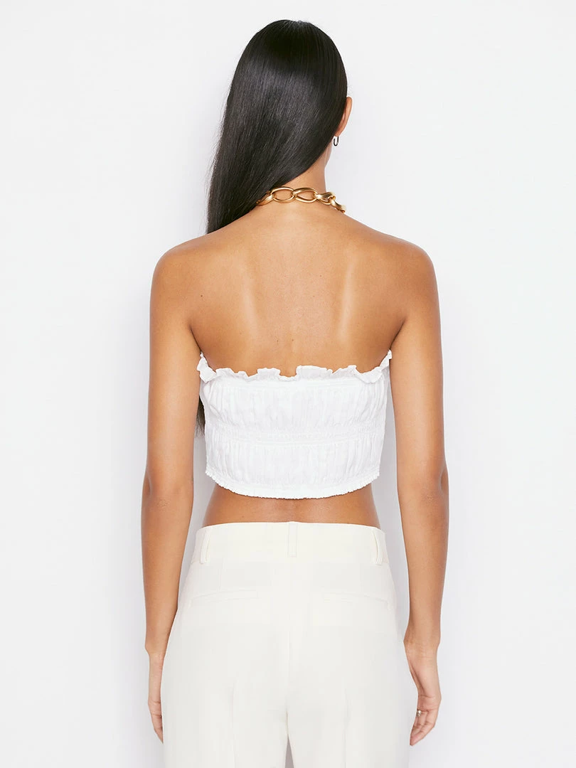 Coupon ๐ฅ Frame-denim ๐ฉ Women Smocked Strapless Blouse -- Blanc โญ 4 Frame-denim Women Smocked Strapless Blouse -- Blanc