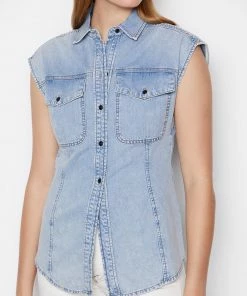 Frame-denim Cutaway Arie Top -- Cresthaven