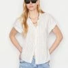 Frame-denim Women Rolled Sleeve Top -- Blanc Multi