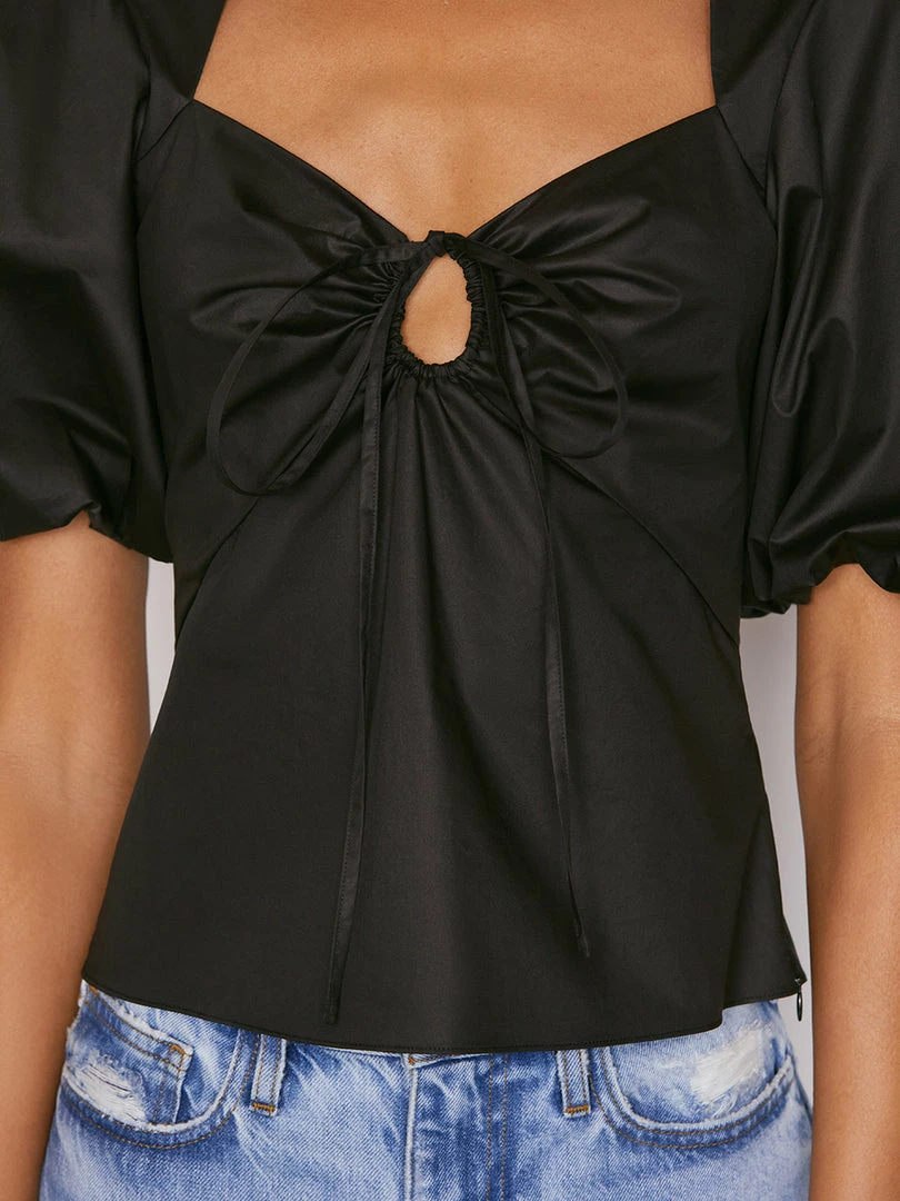 Promo โญ Frame-denim ๐ฉ Women Tie Neck Top -- Noir ๐ฅ 5 Frame-denim Women Tie Neck Top -- Noir