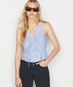Frame-denim Women Cinched Crinkle Tank -- Chambray Blue
