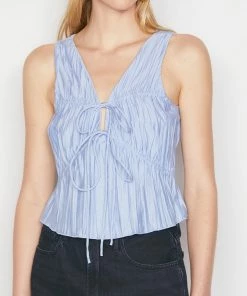 Frame-denim Women Cinched Crinkle Tank -- Chambray Blue