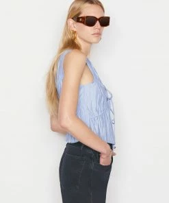 Frame-denim Women Cinched Crinkle Tank -- Chambray Blue
