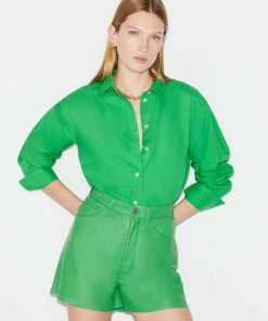 Frame-denim The Oversized Shirt -- Grass Green Women