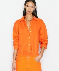 Frame-denim The Oversized Shirt -- Orange Crush