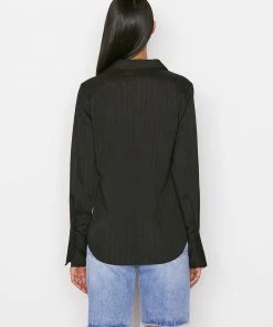 Frame-denim Delicate Tie Front Top -- Noir