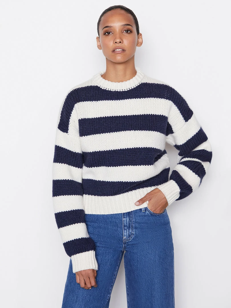 Wholesale ๐ Frame-denim Oversized Crew Sweater -- Navy Multi ๐ฉ Women โญ 1 Frame-denim Oversized Crew Sweater -- Navy Multi Women