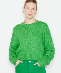 Frame-denim Oversized Crop Sweater -- Grass Green Women